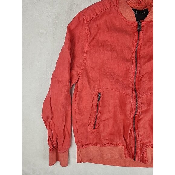Guess Los Angeles Light Jacket Men's Medium Coral Pink Full Zip Biker Style - Picture 2 of 10